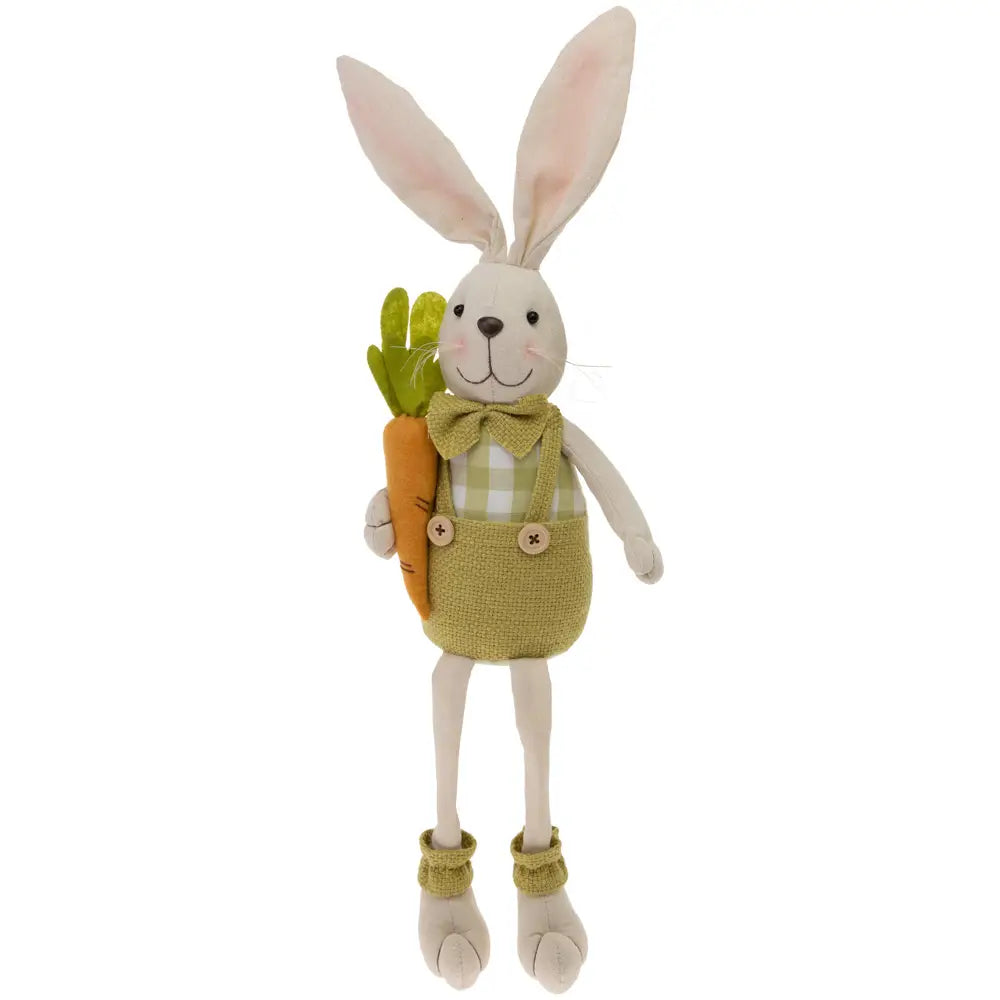 15.5" Tall Charles Bunny in Green Overalls