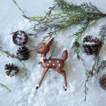 Glass Standing Fawn Christmas ornament