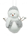 Felt Grey Standing Happy Snowman