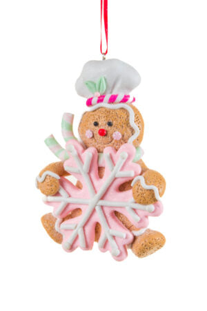 Gingerbread Ornament with Pink Snowflake
