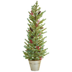 Green Christmas Tree in Silver Planter 48" Tall