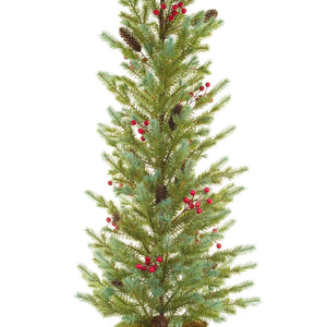 Green Christmas Tree in Silver Planter 48" Tall