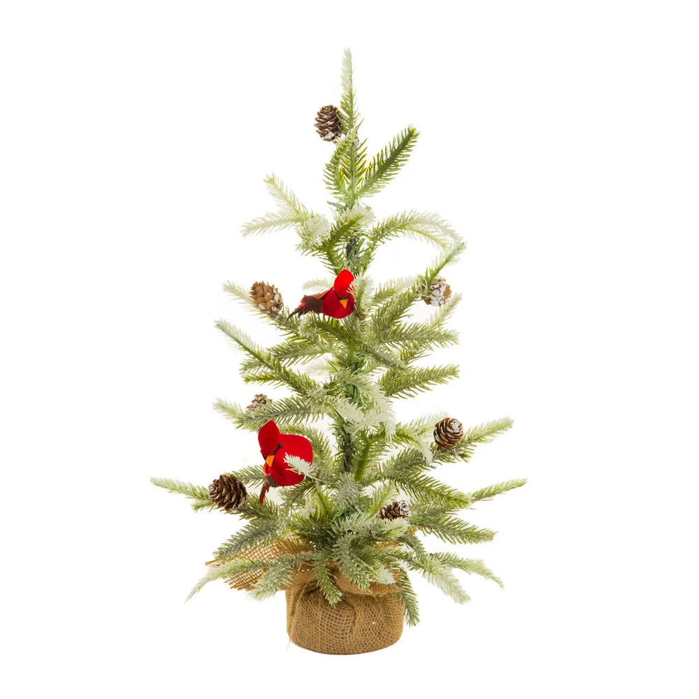 Green Tree with Cardinals  18" height