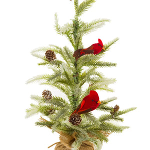 Green Tree with Cardinals  18" height