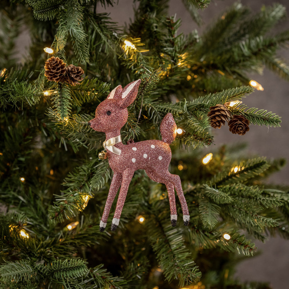 Glass Standing Fawn Christmas ornament