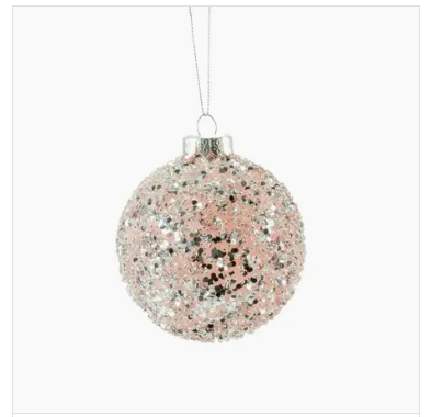 Silver hanging ball sprakly ornament