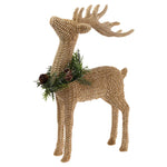 Basket Weave Standing Deer With Wreath