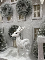 White Holiday Home with deer  LED